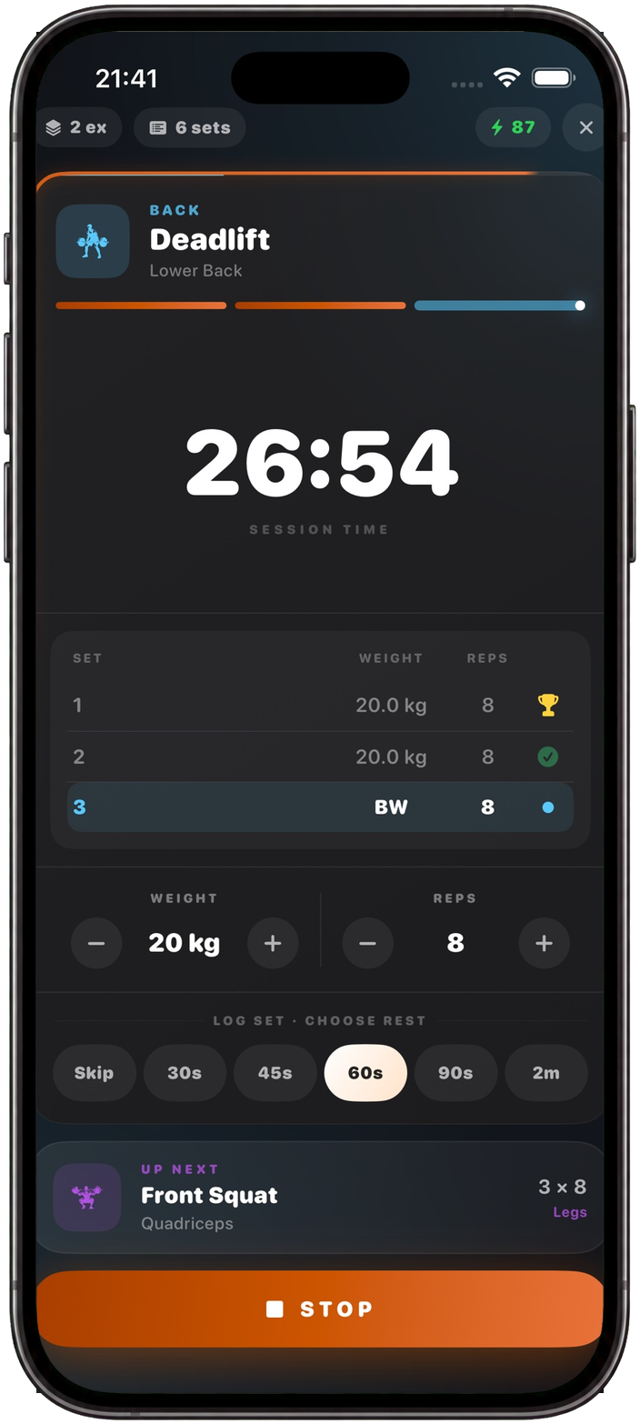 GymLock live workout tracker