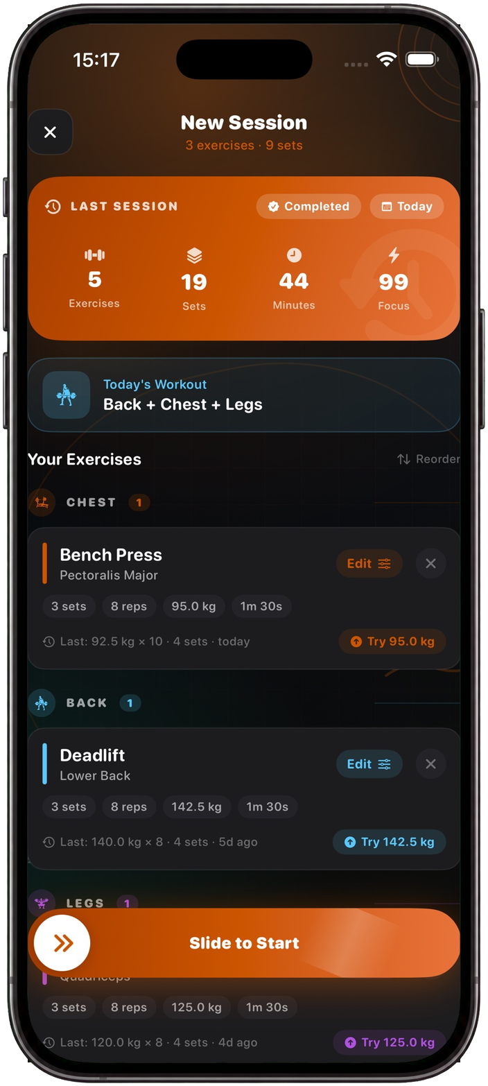 GymLock new session planner